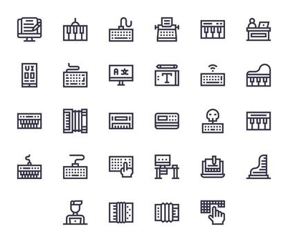 28 Icons for Keyboard optimized in Display Perfect 64x64 Bold Line resolution vector