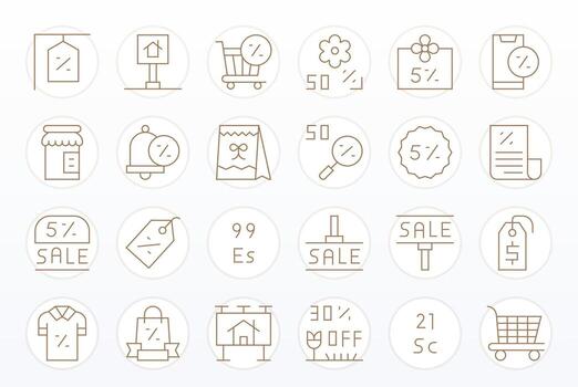 24 íconos para rebaja optimizado en cuadrícula equipado 128x128 Delgado línea resolución vector