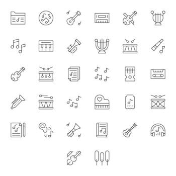 melodía icono caja de herramientas presentando 32 píxel alineado retina Listo Delgado línea elementos vector