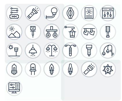 25 Regular Line Display Perfect Icons for Brightness Graphics vector