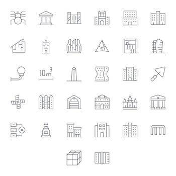 32 Thin Line PIXEL Perfect Icons for Architecture Graphics vector