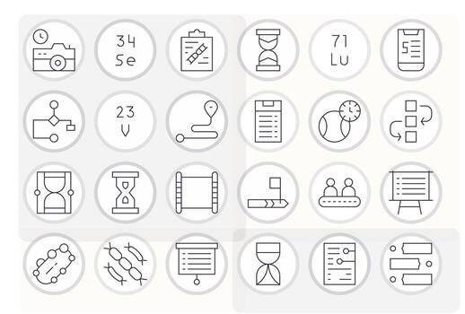 24 128x128 Delgado línea íconos para secuencia con píxel Perfecto precisión vector