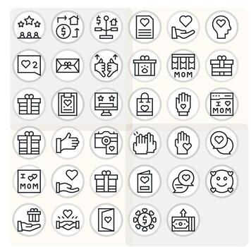 35 Regular Line Pixel Optimized 256x256 Icons from Appreciation Suite vector