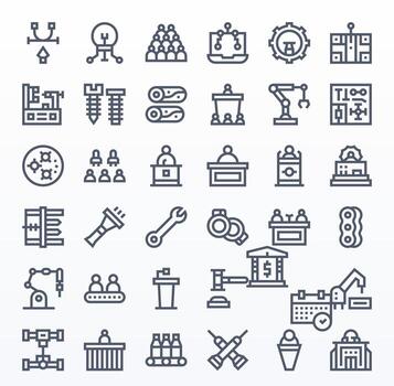 36 Bold Line Editable Icons tailored for Assembly High Resolution interface vector