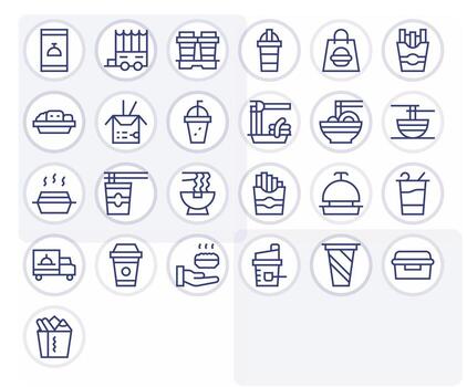 25 Regular Line Pixel Optimized 128x128 Icons from Takeout Suite vector