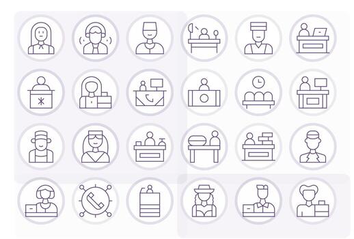 24 Display Perfect Thin Line Icons designed for Receptionist Interface vector
