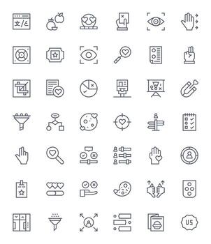 42 regular línea píxel Perfecto 256x256 íconos desde selección suite vector