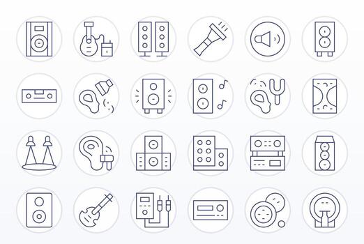 24 Pixel Optimized Thin Line Icons from Amplifier Collection vector