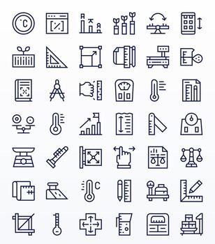 Scale Exclusive Set featuring 42 Regular Line Pixel Aligned High Resolution Icons vector