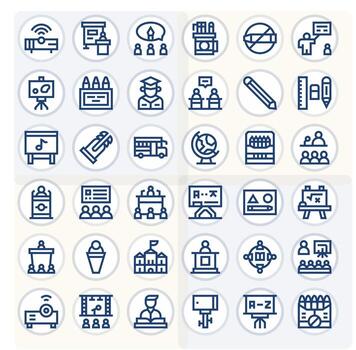 Classroom Icon Repository containing 36 Bold Line 64x64 Pixel Optimized graphics vector