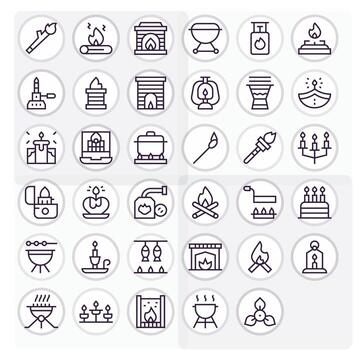 35 Pixel Optimized Regular Line Icons from Flame Collection vector