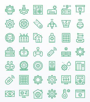 42 Pixel Aligned Icons themed around Control Panel in 64x64 Regular Line format vector