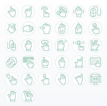 hacer clic completar paquete con 32 64 x 64 Delgado línea monitor Perfecto íconos vector