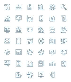 métrica esencial conjunto incluso 40 píxel optimizado Delgado línea 64 x 64 íconos vector