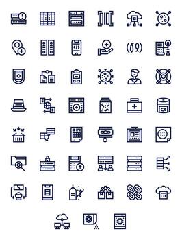 Database Icon Library with 45 Bold Line 256x256 Editable Designs vector