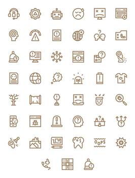 Bold Line Pixel Optimized Icons from Problem Set with 45 High Resolution Icons vector