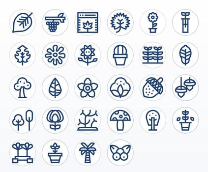 Botany Scalable Set featuring 28 Display Perfect Bold Line 256x256 Icons vector