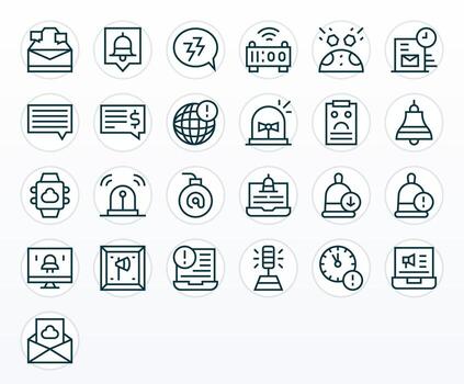 Notification Scalable Set featuring 25 Display Perfect Regular Line 256x256 Icons vector