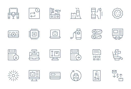 Procesando profesional conjunto con 24 Delgado línea píxel alineado alto resolución íconos vector