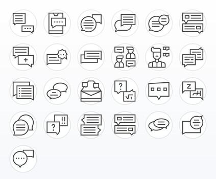Support Ticket Complete Package with 25 Retina Ready Regular Line Pixel Optimized Icons vector
