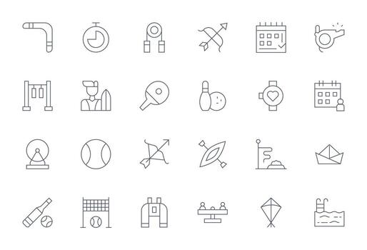 24 Thin Line Pixel Aligned Designs for Activity High Resolution Icons vector