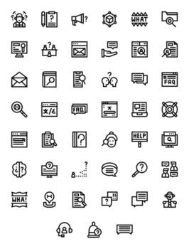 45 Pixel Optimized 64x64 Icons for Query in elegant Bold Line design vector