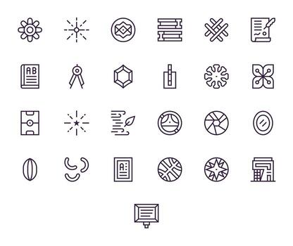 Lines Icon Collection featuring 25 Display Perfect High Resolution Regular Line Designs vector