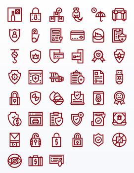 45 Bold Line Icons for Secure in crisp 128x128 PIXEL Perfect resolution vector