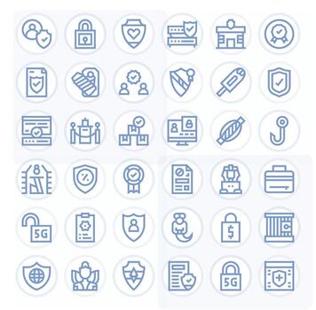 Secure Icon Library with 36 Bold Line Retina Ready Pixel Optimized Designs vector