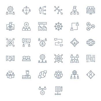 Collaboration Professional Set with 32 Thin Line Pixel Optimized 128x128 Icons vector