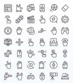 Action Comprehensive Bundle with 42 Grid Fitted Regular Line High Resolution Icons vector