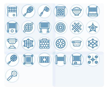 25 regular línea píxel alineado íconos hecho a mano para malla 256x256 aplicaciones vector