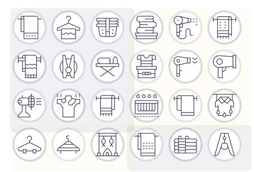 Drying Professional Set with 24 Thin Line PIXEL Perfect High Resolution Icons vector