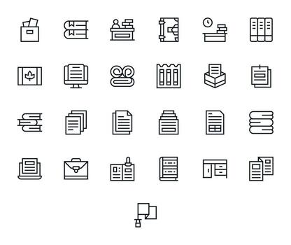 Regular Line Grid Fitted Icons from Papers Set with 25 256x256 Icons vector