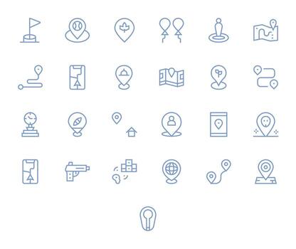 25 Regular Line Pixel Optimized Icons crafted for Marker 128x128 applications vector