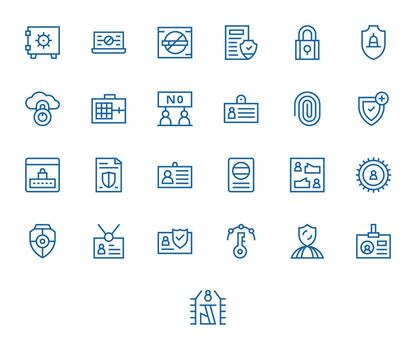 25 Regular Line Icons from Access Control in 256x256 Grid Fitted Quality vector