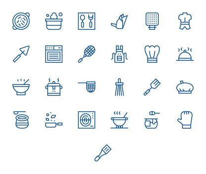 25 Regular Line Editable Vectors for Cookware Theme