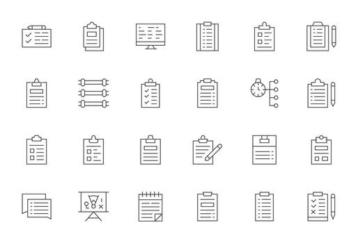 Task List Premium Bundle with 24 64x64 Display Perfect Thin Line Icons vector