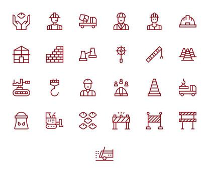 construcción sitio escalable conjunto presentando 25 píxel alineado regular línea 256x256 íconos vector