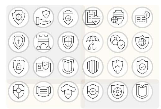 24 256x256 Icons for Safeguard in Display Perfect Thin Line Format vector