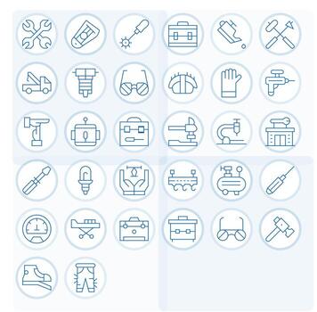 Mechanic Scalable Set featuring 32 Grid Fitted Thin Line Retina Ready Icons vector