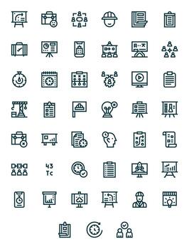 45 Icons for Project featuring High Resolution PIXEL Perfect Bold Line Graphics vector