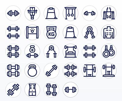 28 256x256 Bold Line Icons optimized for Bodybuilding PIXEL Perfect display vector