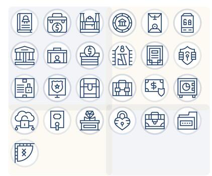 25 Regular Line Icons from Vault in 256x256 Pixel Aligned Quality vector