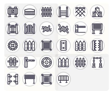 28 Icons for Fence optimized in Editable 64x64 Bold Line resolution vector