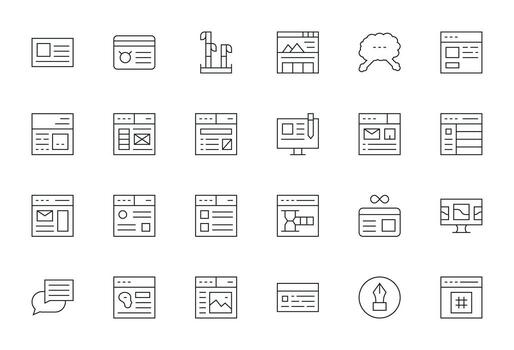 Blog icono caja de herramientas presentando 24 editable retina Listo Delgado línea elementos vector