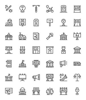 42 64x64 Regular Line Icons for Public with Pixel Optimized precision vector