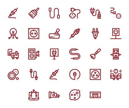Socket Icon Collection with 28 High Resolution Bold Line Designs vector