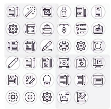Modify Premium Bundle with 35 64x64 Pixel Optimized Regular Line Icons vector
