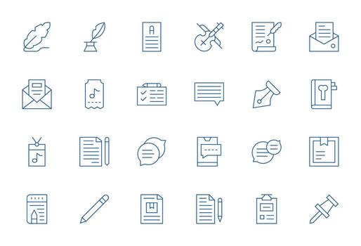 Note Comprehensive Bundle with 24 Editable Thin Line 64x64 Icons vector